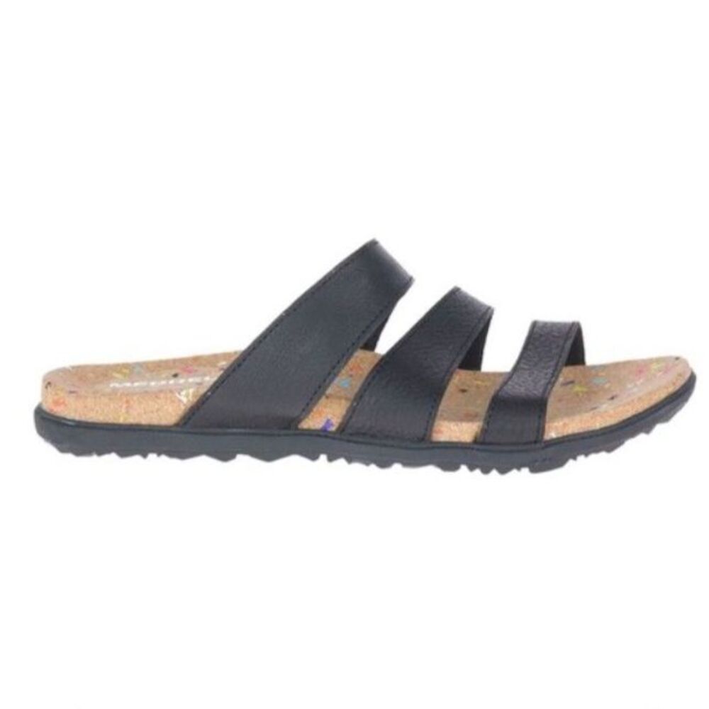 Merrell Women's NWOT Black Leather Napa Valley Strappy Slide Sandal Size 7